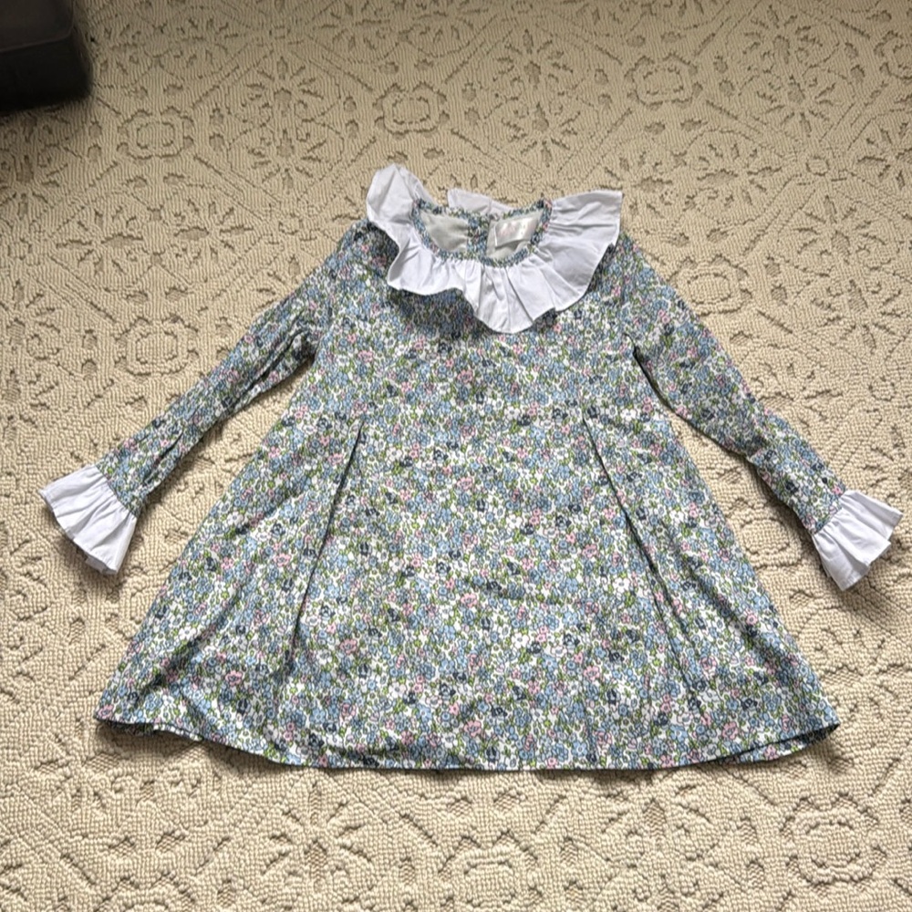 Floral Kids Blouse with Ruffled Collar